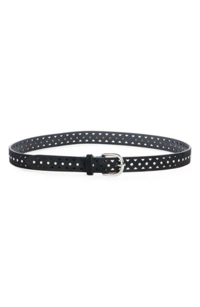 Isabel Marant Ohen Perforated Leather Belt In Black/silver Bksi
