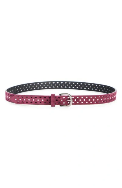 Isabel Marant Ohen Perforated Leather Belt In Raspberry 40ry