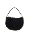 Isabel Marant Studded Suede Shoulder Bag With Detachable Strap In Black