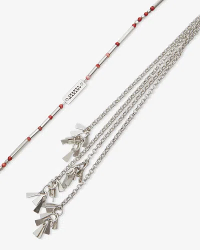 Isabel Marant Olathe Scarf Necklace In Red-silver