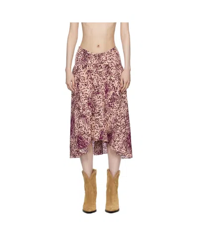 Isabel Marant Olena Stretch Silk Midi Skirt In Multi