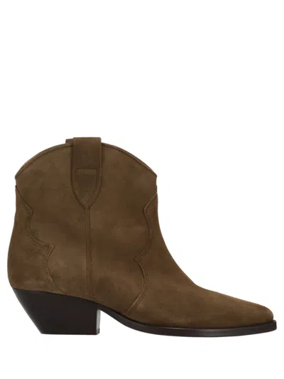 Isabel Marant Olive Solid Pointed Toe Boots In Green