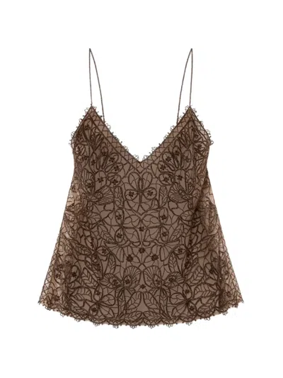 Isabel Marant Olva Silk Top In Brown