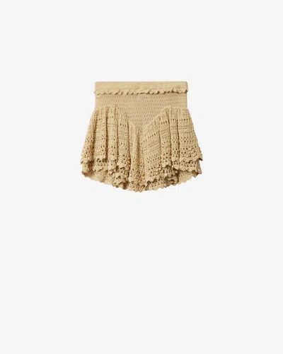 Isabel Marant Olzea Beaded-details Crochet Cotton Shorts In Neutral