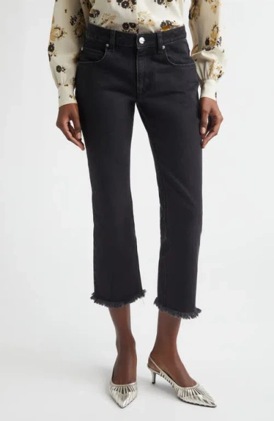 Isabel Marant Ombella Fray Hem Crop Jeans In Black