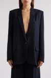 Isabel Marant Pinstriped Single-breasted Blazer In Midnight/ Ecru