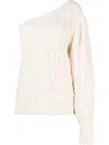 Isabel Marant Blaine One Sleeve Cotton Blend Sweater In Neutrals