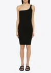 Isabel Marant Black One Shoulder Cotton Dress In Black