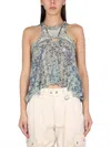 Isabel Marant Embroidered Floral Halterneck Top