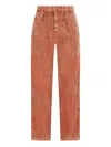 Isabel Marant Onyta Pleated Pocket Trousers In Brown