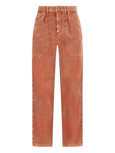 Isabel Marant Onyta Pleated Pocket Trousers In Brown
