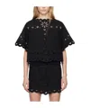 Isabel Marant Parissa Embroidered Cutwork Top In Black