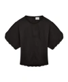 Isabel Marant Curved Hem Cut-out Blouse In Black
