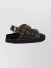 Isabel Marant Open Toe Leather Sandals With Eyelet Embellishments In Black