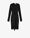 Isabel Marant Ophelie Frayed Edge Midi Dress In Black