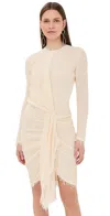 Isabel Marant Ophelie Frayed Draped Bouclé Mini Dress In Ecru