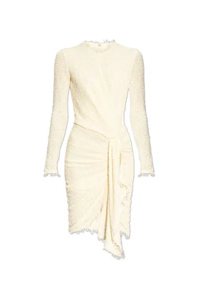 Isabel Marant Ophelie Frayed Draped Bouclé Mini Dress In Beige