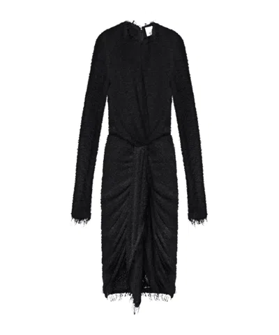 Isabel Marant Ophelie Frayed Edge Midi Dress In Black