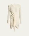 Isabel Marant Ophelie Long-sleeve Draped Boucle Dress In Ecru