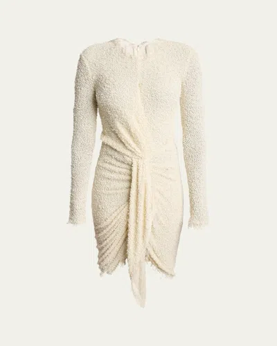 Isabel Marant Ophelie Long-sleeve Draped Boucle Dress In Ecru