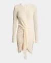 Isabel Marant Ophelie Long-sleeve Draped Boucle Dress In Ecru