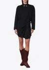 Isabel Marant Ora Polka Dot Silk-blend Mini Dress In Black