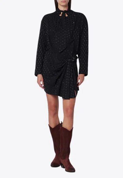 Isabel Marant Ora Polka Dot Silk-blend Mini Dress In Black
