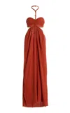 Isabel Marant Braided Cut-out Halter Maxi Pleated Side Slit In Red