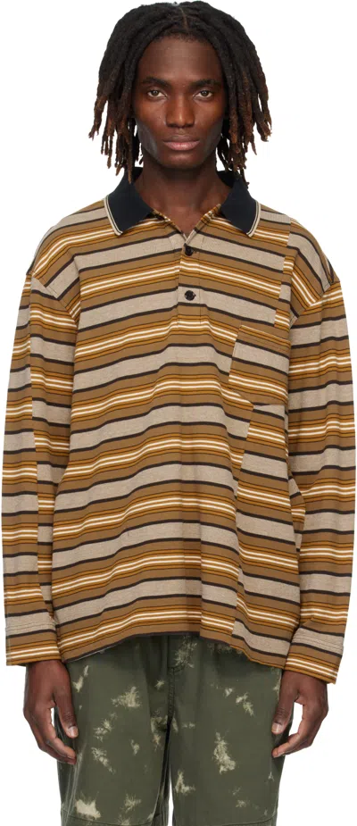 Isabel Marant Plastron Striped Polo Shirt In Brown