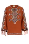 Isabel Marant Silk Blouse Embroidered Geometric Pattern In Orange