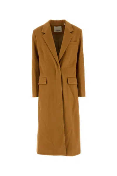 Isabel Marant Orange Wool Blend Ellenita Coat In Gold