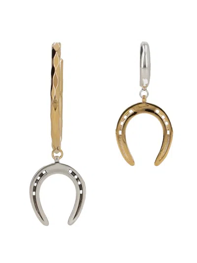 Isabel Marant Asymmetric Mini Brass Hoop Earrings In Gold