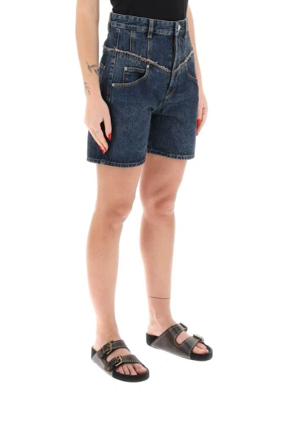 Isabel Marant Oreta High Waist Shorts In Blue