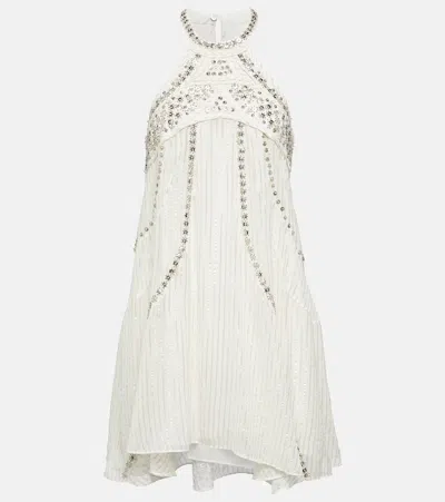Isabel Marant Orfra Embellished Silk-blend Minidress In White