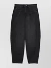 Isabel Marant Oriane Faded Denim Trousers With Contrast Stitching In Black