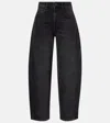 Isabel Marant Oriane Faded Denim Trousers With Contrast Stitching In Black
