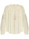 Isabel Marant Oris Embroidered Silk Blouse In Nude