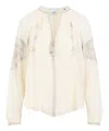 Isabel Marant Oris Embroidered Silk Blouse In White