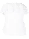 Isabel Marant Asymmetric Eyelet Fitted Off-the-shoulder Ruffled Top In White