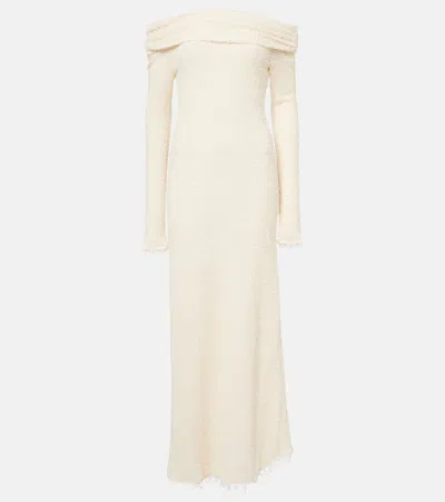Isabel Marant Ormany Jersey Bouclé Maxi Dress In Beige