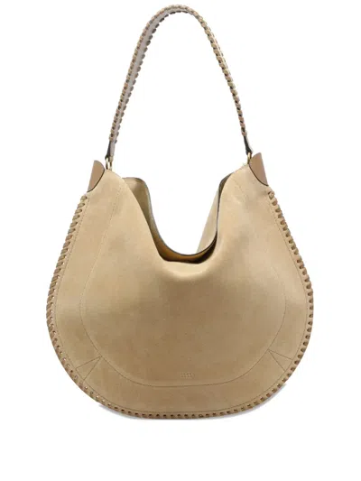 Isabel Marant Oskan Braided-trim Suede Shoulder Bag In Neutral