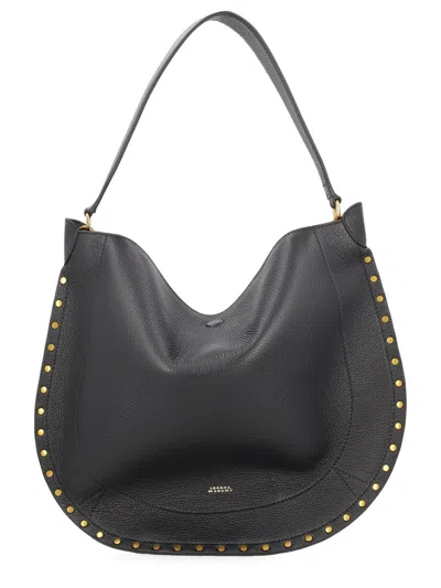 Isabel Marant Oskan Crescent Studded Shoulder Bag In Black