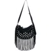 Isabel Marant Kanao Small Fringed Suede Shoulder Bag In Black/silver