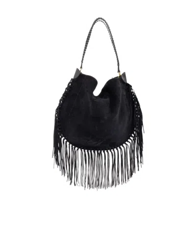 Isabel Marant Oskan Fringed Edge Shoulder Bag In Black