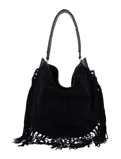 Isabel Marant Oskan Fringed Hobo Bag In Black