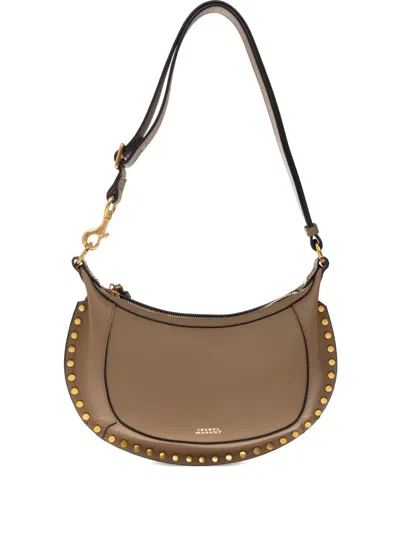 Isabel Marant Oskan Half-moon Studded Shoulder Bag In Green
