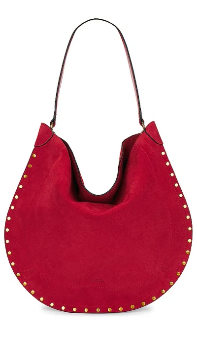 Isabel Marant Large Oskan Suede Hobo Bag In Scarlet Red