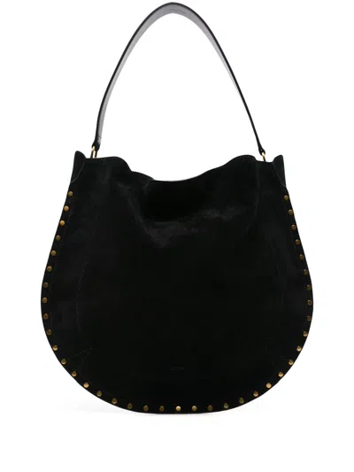 Isabel Marant Black Calf Leather Bos Taurus Shoulder Bag In Blue
