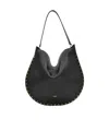 Isabel Marant Rounded Black Leather Hobo Bag With Golden Hardware