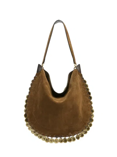 Isabel Marant Oskan Soft Medallion Suede Hobo Bag In Brown
